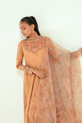 SS24DD-2694 PEACH EMBROIDERED DUPATTA