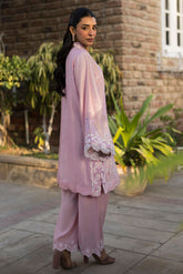 SS25DA-2765 PINK 2PCS EMBROIDERED KURTA WITH TROUSER