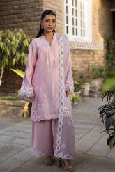 SS25DA-2765 PINK 2PCS EMBROIDERED KURTA WITH TROUSER