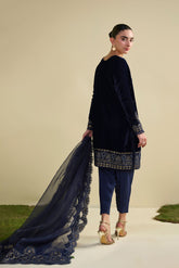 FW25DA-2810 NAVY BLUE 2PCS EMBROIDERED KURTA WITH TROUSER