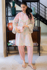 FW25DA-2857 L-PINK 2PCS EMBROIDERED KURTA WITH TROUSER