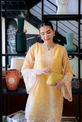 FW25DA-2863 YELLOW 2PCS EMBROIDERED KURTA WITH TROUSER