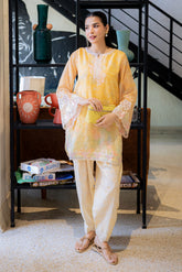 FW25DA-2863 YELLOW 2PCS EMBROIDERED KURTA WITH TROUSER