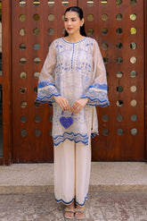 FW25DA-2864 OFF-WHITE 2PCS EMBROIDERED KURTA WITH TROUSER