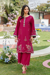 SS26DA-2903 MAGENTA 2PCS EMBROIDERED KURTA WITH TROUSER