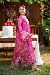 SS26DA-2915 DARK PINK -SILK TUNIC - 1PCS HAND EMBELLISHED KAFTAN