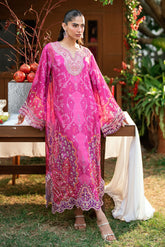 SS26DA-2915 DARK PINK -SILK TUNIC - 1PCS HAND EMBELLISHED KAFTAN