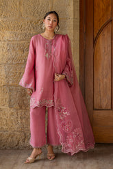 SS26DA-2926 PINK 2PCS EMBROIDERED KURTA WITH TROUSER