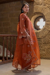 DUPATTA: SS26DD-2927 RUST EMBROIDED DUPATTA