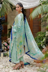 SS26DA-2937 GREEN -SILK TUNIC- 2PCS HAND EMBELLISHED SHIRT WITH TROUSER