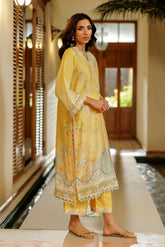 SS26DA-2941 YELLOW 2PCS EMBROIDERED KURTA WITH TROUSER