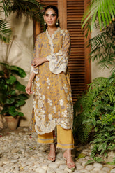 SS26DA-2943 MUSTARD 2PCS EMBROIDERED KURTA WITH TROUSER