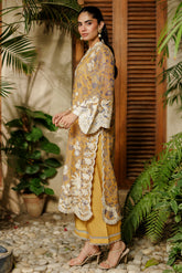 SS26DA-2943 MUSTARD 2PCS EMBROIDERED KURTA WITH TROUSER