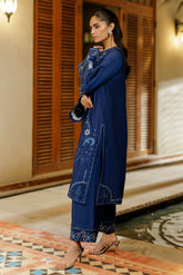 SS26DA-2944 BLUE 2PCS EMBROIDERED KURTA WITH TROUSER