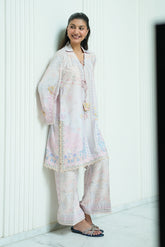 SS26DP-2958 L-PINK 2PCS EMBROIDERED KURTA WITH TROUSER
