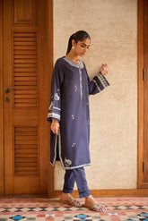 DC-2163 NAVY BLUE 2PCS EMBROIDERED KURTA WITH TROUSER