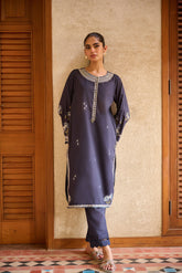 DC-2163 NAVY BLUE 2PCS EMBROIDERED KURTA WITH TROUSER