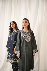 DC-2189 BLACK 2PCS PRINTED KURTA WITH TROUSER