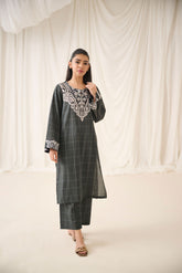 DC-2189 BLACK 2PCS PRINTED KURTA WITH TROUSER
