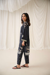 DC-2190 BLACK 2PCS PRINTED KURTA WITH TROUSER