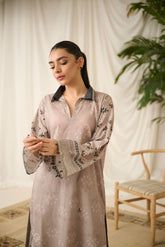 DC-2192 BEIGE 2PCS PRINTED KURTA WITH TROUSER
