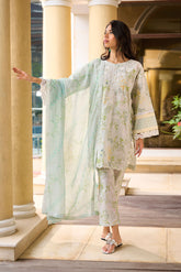 DC-2231 LIGHT GREEN PREMIUM COTTON 2PCS KURTA WITH TROUSER