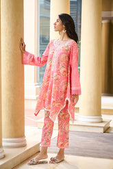 DC-2234 PINK PREMIUM COTTON 2PCS KURTA WITH TROUSER