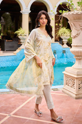 DC-2236 LIGHT GREEN PREMIUM COTTON 2PCS KURTA WITH TROUSER