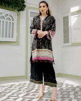 DC-2240 BLACK 2PCS HAND EMBELLISHED SHIRT WITH TROUSER