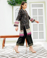 DC-2240 BLACK 2PCS HAND EMBELLISHED SHIRT WITH TROUSER