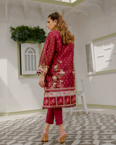 DC-2241 MAROON 2PCS HAND EMBELLISHED SHIRT WITH TROUSER