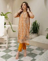DC-2242 MUSTARD 2PCS HAND EMBELLISHED SHIRT WITH TROUSER