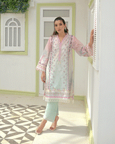 DC-2243 PINK 2PCS HAND EMBELLISHED SHIRT WITH TROUSER