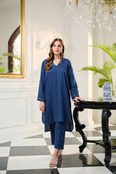 DC-2248 NAVY BLUE 2PCS EMBROIDERED KURTA WITH TROUSER