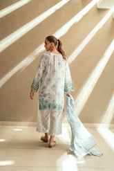 SS25DC-2537 SKY BLUE LAWN 2PCS EMBROIDERED KURTA WITH TROUSER