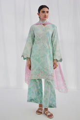 Light pink printed dupatta by Dhanak