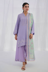 Purple cotton jacquard embroidered kurta with trouser by Dhanak