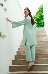 SS25DC-2569 MINT GREEN 2PCS EMBROIDERED KURTA WITH TROUSER