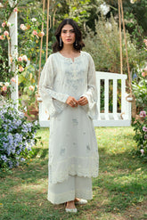 SS25DC-2586 GREY SWISS VOILE 2PCS EMBROIDERED KURTA WITH TROUSER