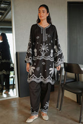 SS26DC-2590 - BLACK - COTTON JACQUARD - 2PCS - EMBROIDERED KURTA WITH TROUSER