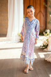 Kids purple shamoz silk kaftan with refined detailing.