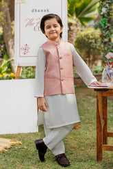 SS26DK-0224 - LIGHT PINK - KURTA ,PAJAMA & WAIST COAT - 3PCS
