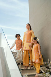 SS25DA-2704 MUSTARD 2PCS EMBROIDERED KURTA WITH TROUSER