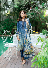 SS25DA-2754 NAVY BLUE 2PCS EMBROIDERED KURTA WITH TROUSER
