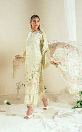 SS25DC-2550 LEMON YELLOW LAWN 2PCS EMBROIDERED KURTA WITH TROUSER