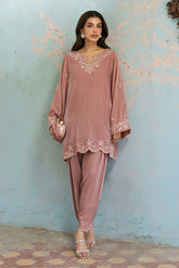 FW26DA-3006 DUSTY-ROSE 2PCS EMBROIDERED KURTA WITH TROUSER