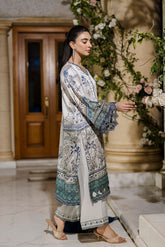 Silk Tunic - 2PCS HAND EMBELLISHED SHIRT WITH TROUSER-FW25DA-2872 GREY