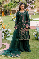 DUPATTA: SS26DD-2902 BOTTLE GREEN EMBROIDED DUPATTA