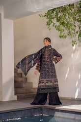 SS24DA-2511 BLACK 2PCS HAND EMBELLISHED SHIRT WITH TROUSER