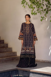 SS24DA-2511 BLACK 2PCS HAND EMBELLISHED SHIRT WITH TROUSER